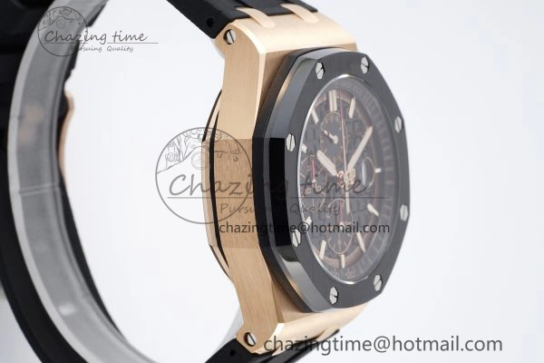 Royal Oak Offshore 44mm RG Ceramic Bezel RSF 1:1 Best Edition Black Dial on Rubber Strap A3126 V2