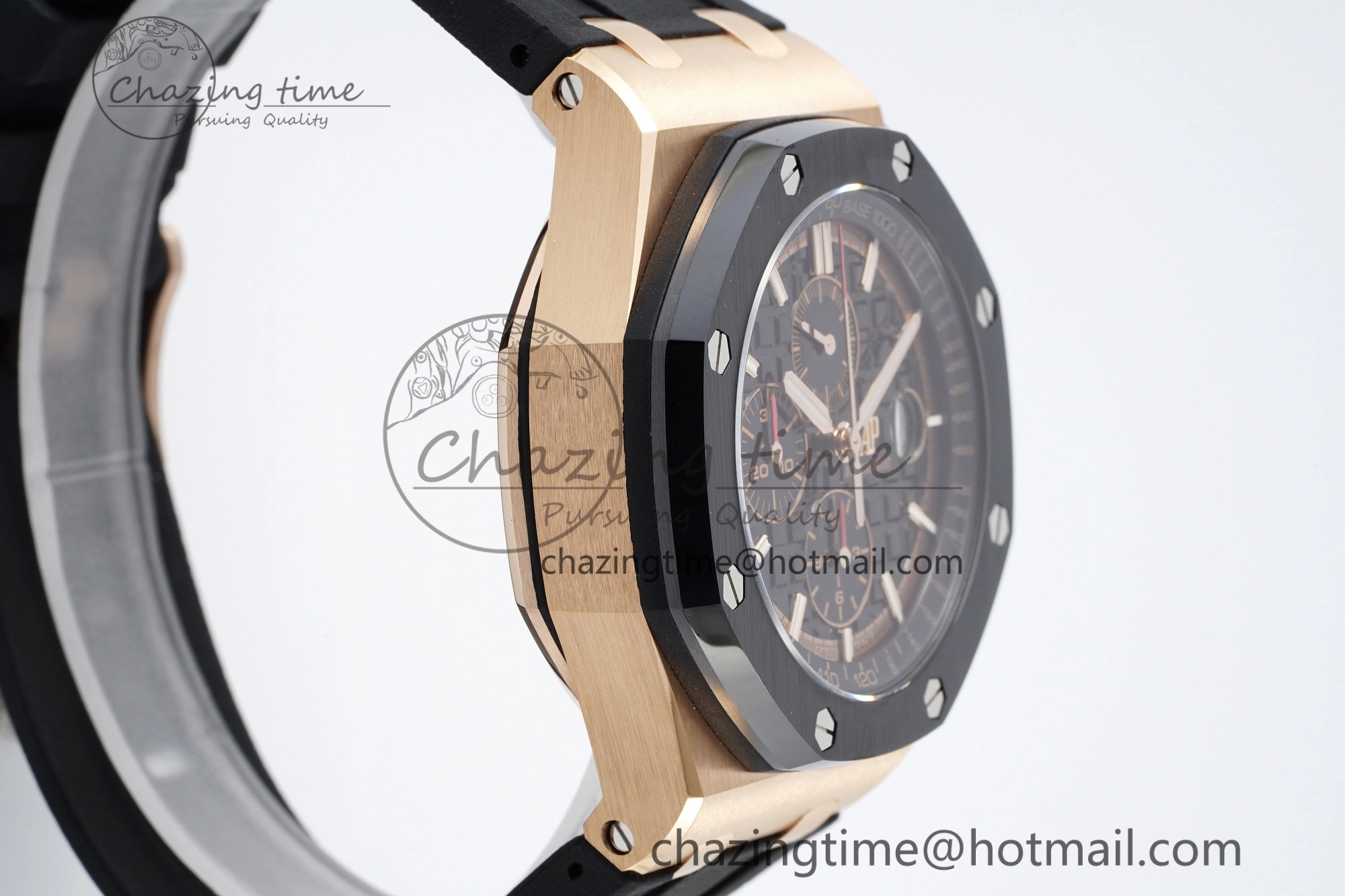 Royal Oak Offshore 44mm RG Ceramic Bezel RSF 1:1 Best Edition Black Dial on Rubber Strap A3126 V2