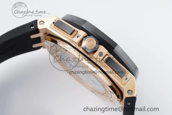 Royal Oak Offshore 44mm RG Ceramic Bezel RSF 1:1 Best Edition Black Dial on Rubber Strap A3126 V2