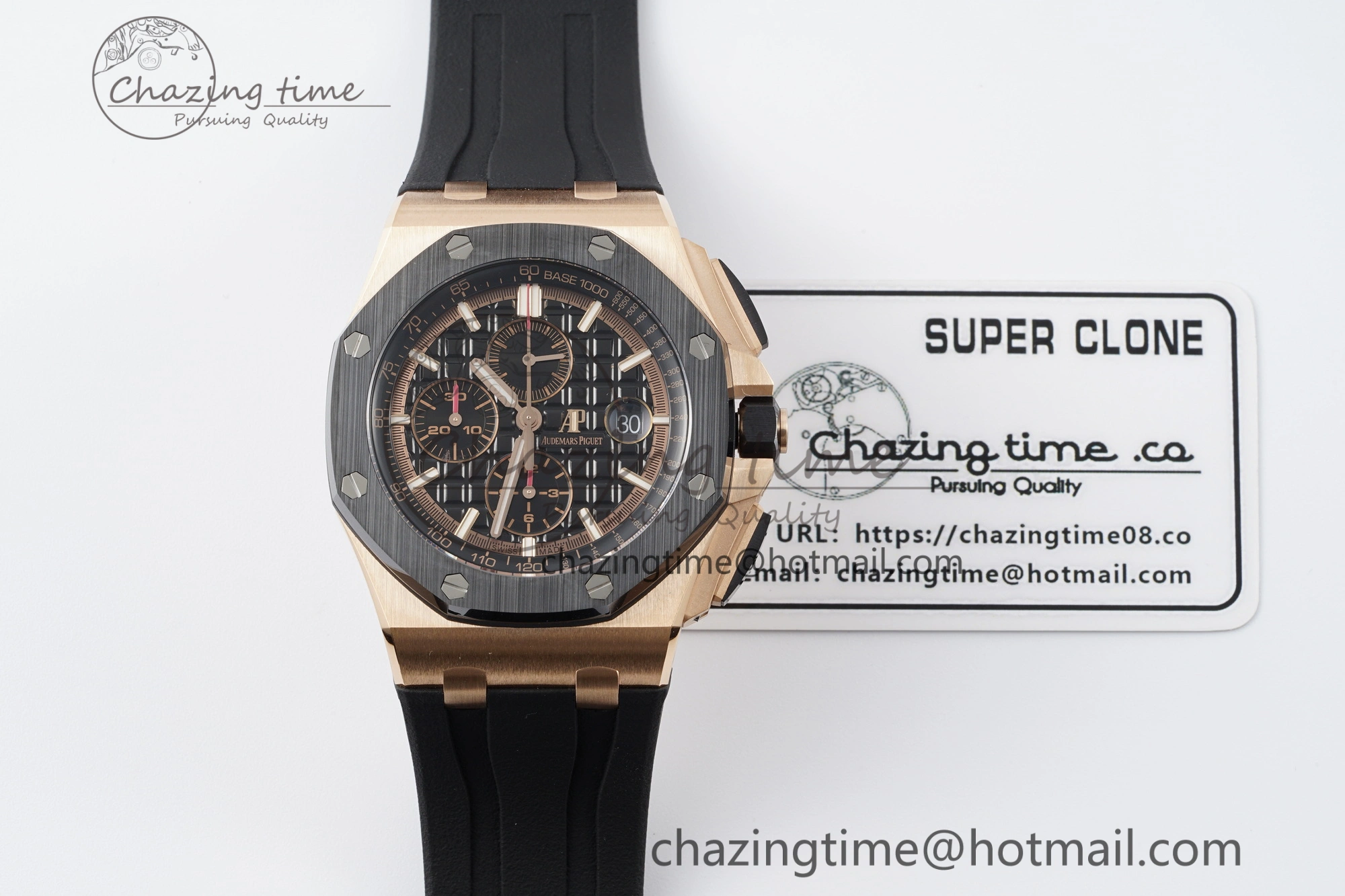 Royal Oak Offshore 44mm RG Ceramic Bezel RSF 1:1 Best Edition Black Dial on Rubber Strap A3126 V2