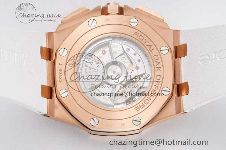 Royal Oak Offshore 44mm RG JJF 1:1 Best Edition White Dial on White Rubber Strap A3126 V2