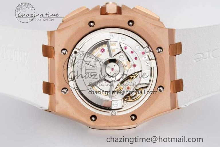 Royal Oak Offshore 44mm RG JJF 1:1 Best Edition White Dial on White Rubber Strap A3126 V2