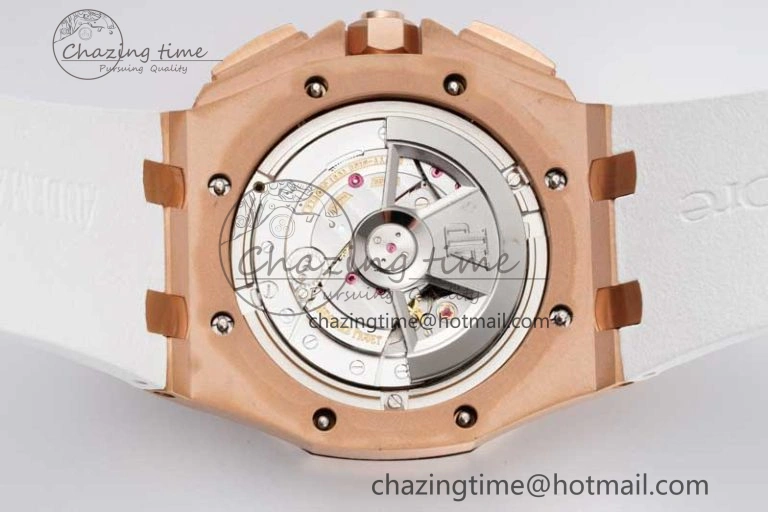 Royal Oak Offshore 44mm RG JJF 1:1 Best Edition White Dial on White Rubber Strap A3126 V2