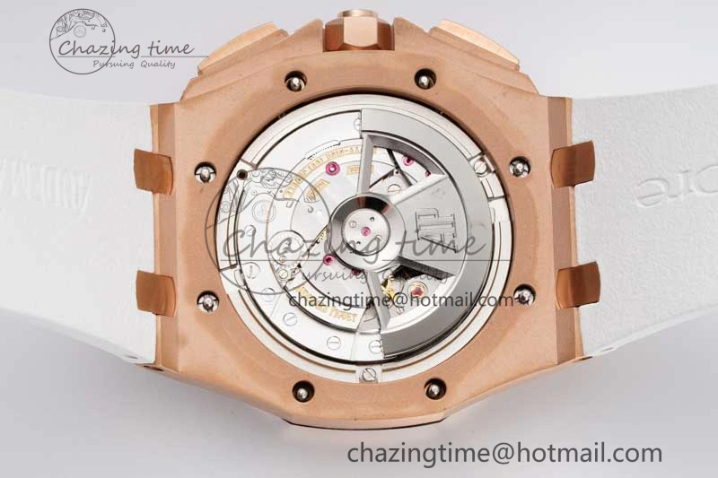 Royal Oak Offshore 44mm RG JJF 1:1 Best Edition White Dial on White Rubber Strap A3126 V2