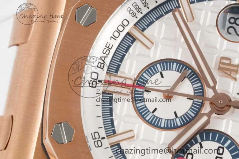 Royal Oak Offshore 44mm RG JJF 1:1 Best Edition White Dial on White Rubber Strap A3126 V2