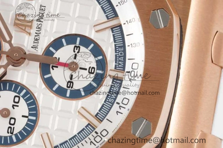 Royal Oak Offshore 44mm RG JJF 1:1 Best Edition White Dial on White Rubber Strap A3126 V2