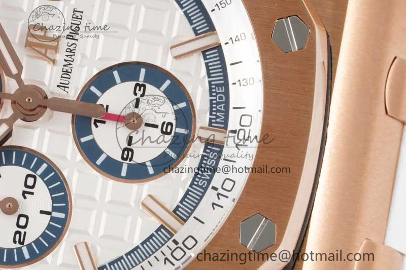 Royal Oak Offshore 44mm RG JJF 1:1 Best Edition White Dial on White Rubber Strap A3126 V2