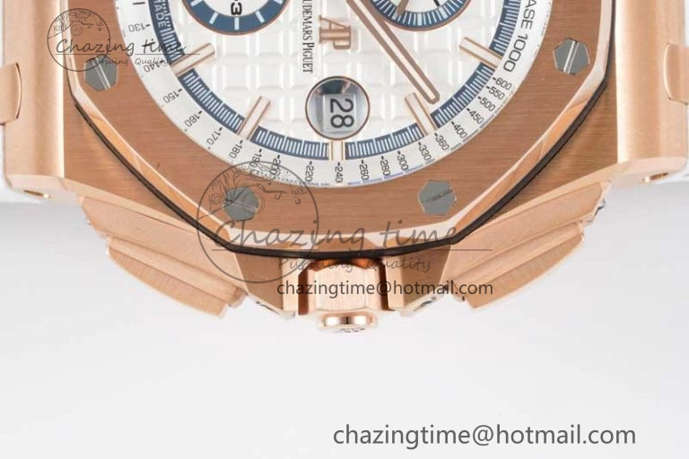 Royal Oak Offshore 44mm RG JJF 1:1 Best Edition White Dial on White Rubber Strap A3126 V2