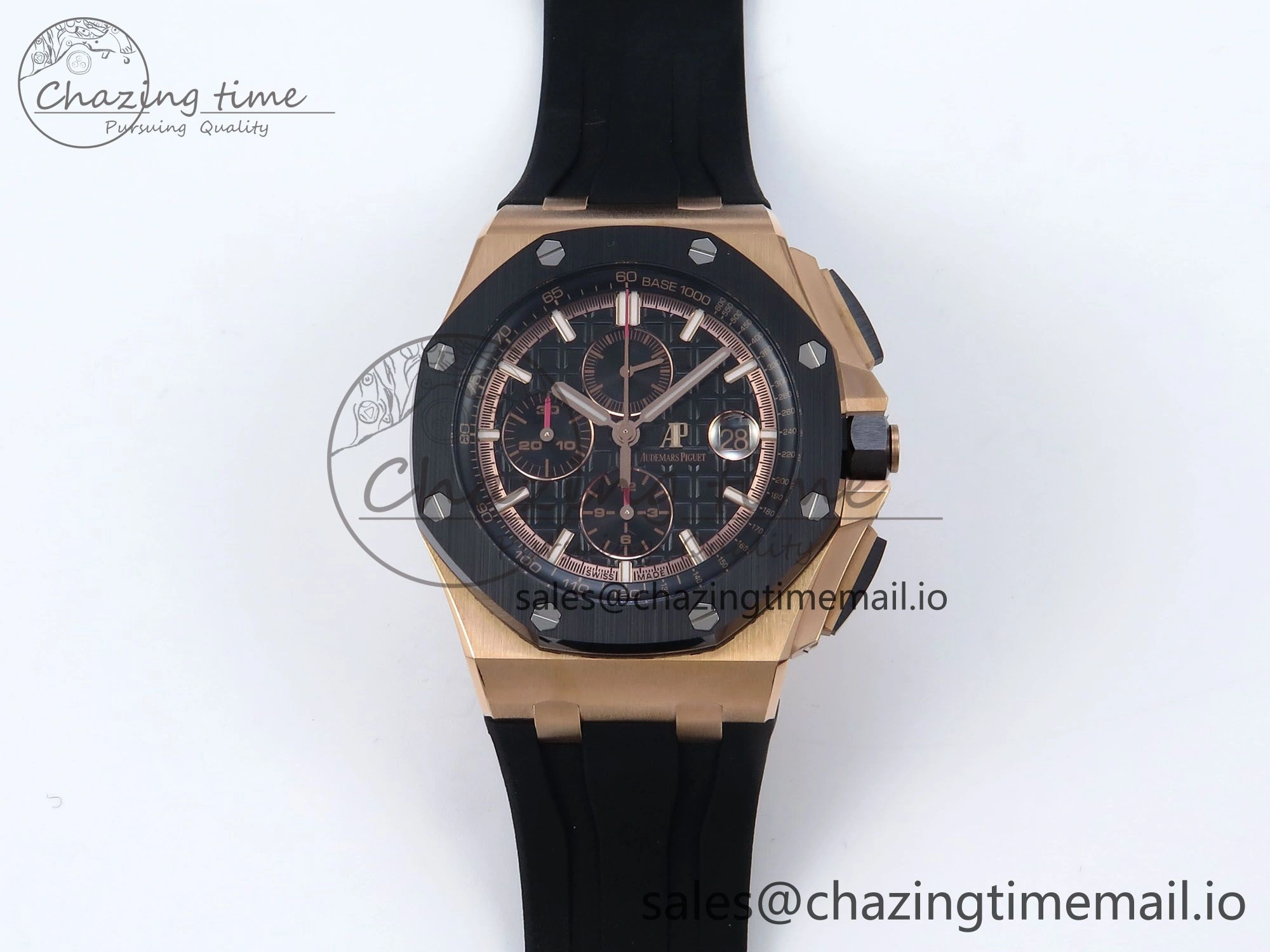 Royal Oak Offshore 44mm RG TKF 1:1 Best Edition Black Dial on Black Rubber Strap A3126