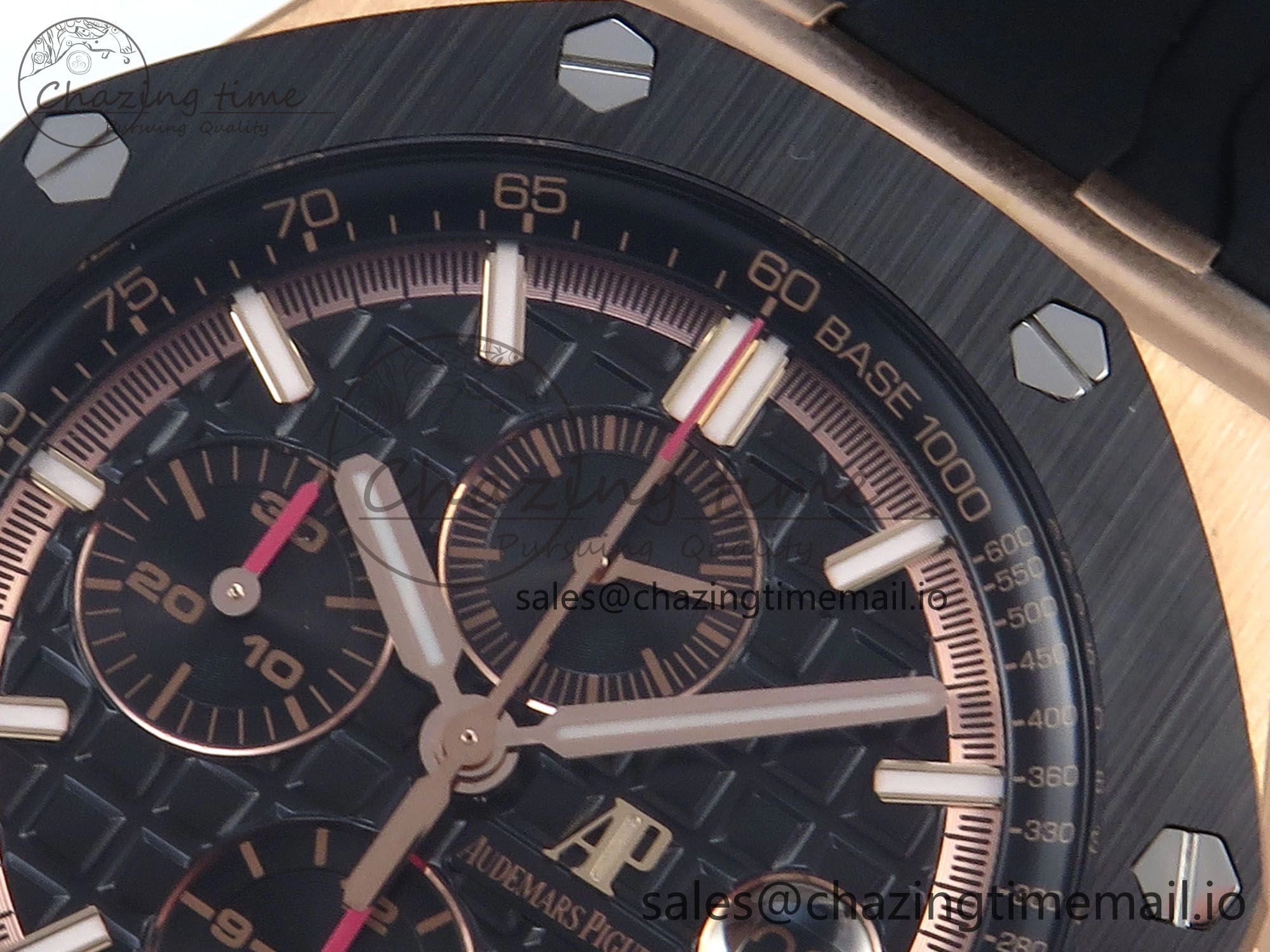 Royal Oak Offshore 44mm RG TKF 1:1 Best Edition Black Dial on Black Rubber Strap A3126