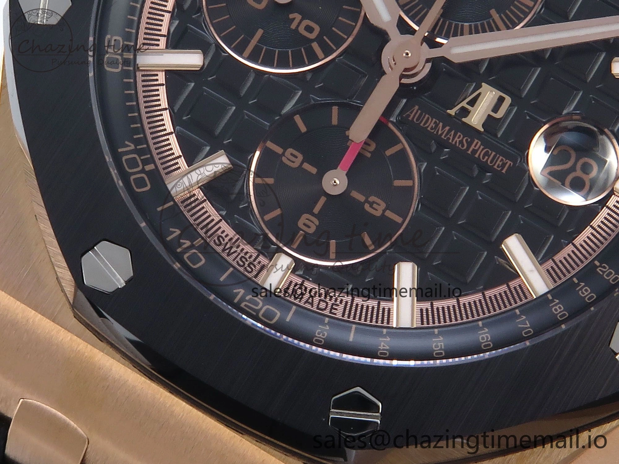 Royal Oak Offshore 44mm RG TKF 1:1 Best Edition Black Dial on Black Rubber Strap A3126