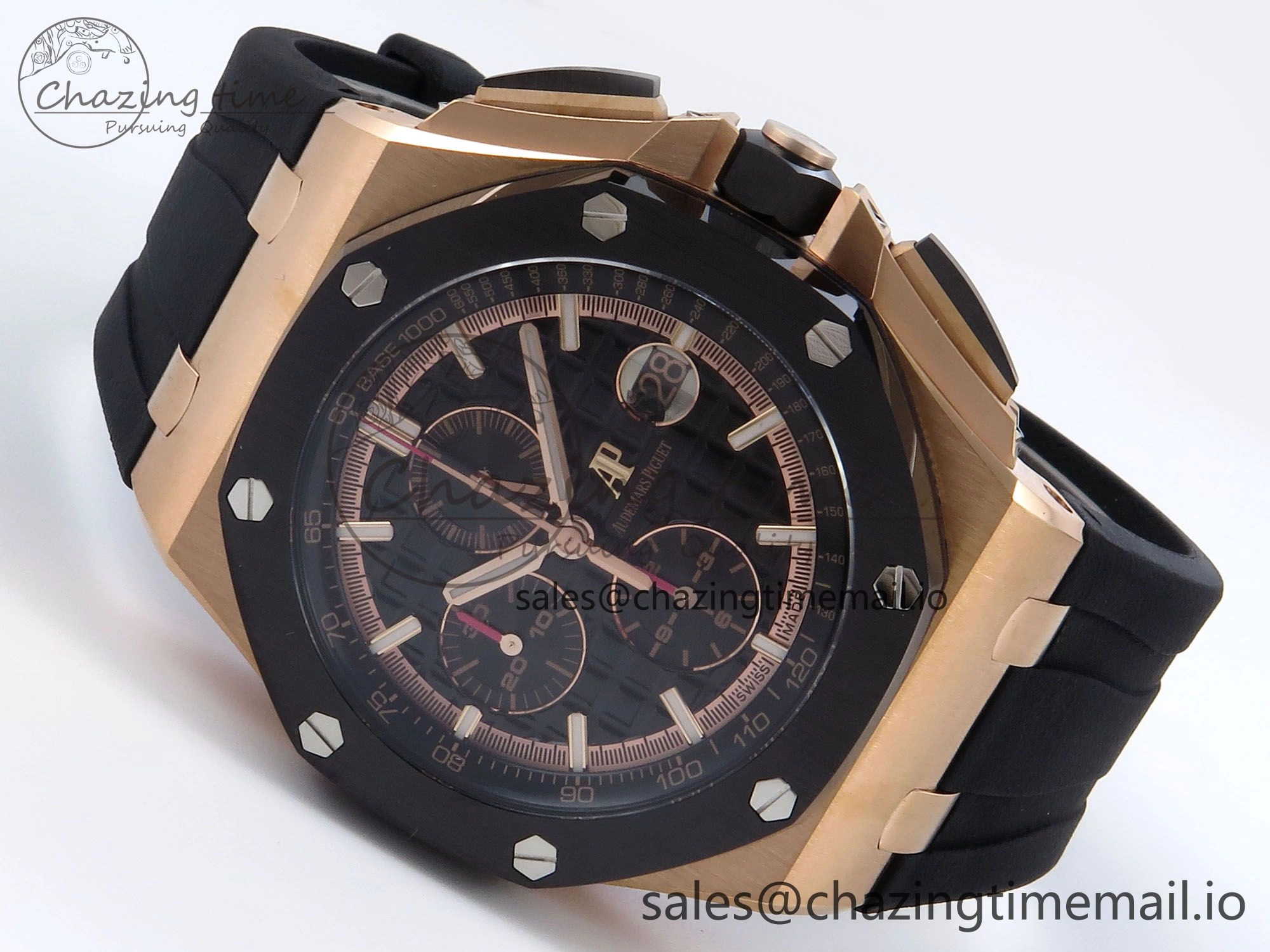 Royal Oak Offshore 44mm RG TKF 1:1 Best Edition Black Dial on Black Rubber Strap A3126