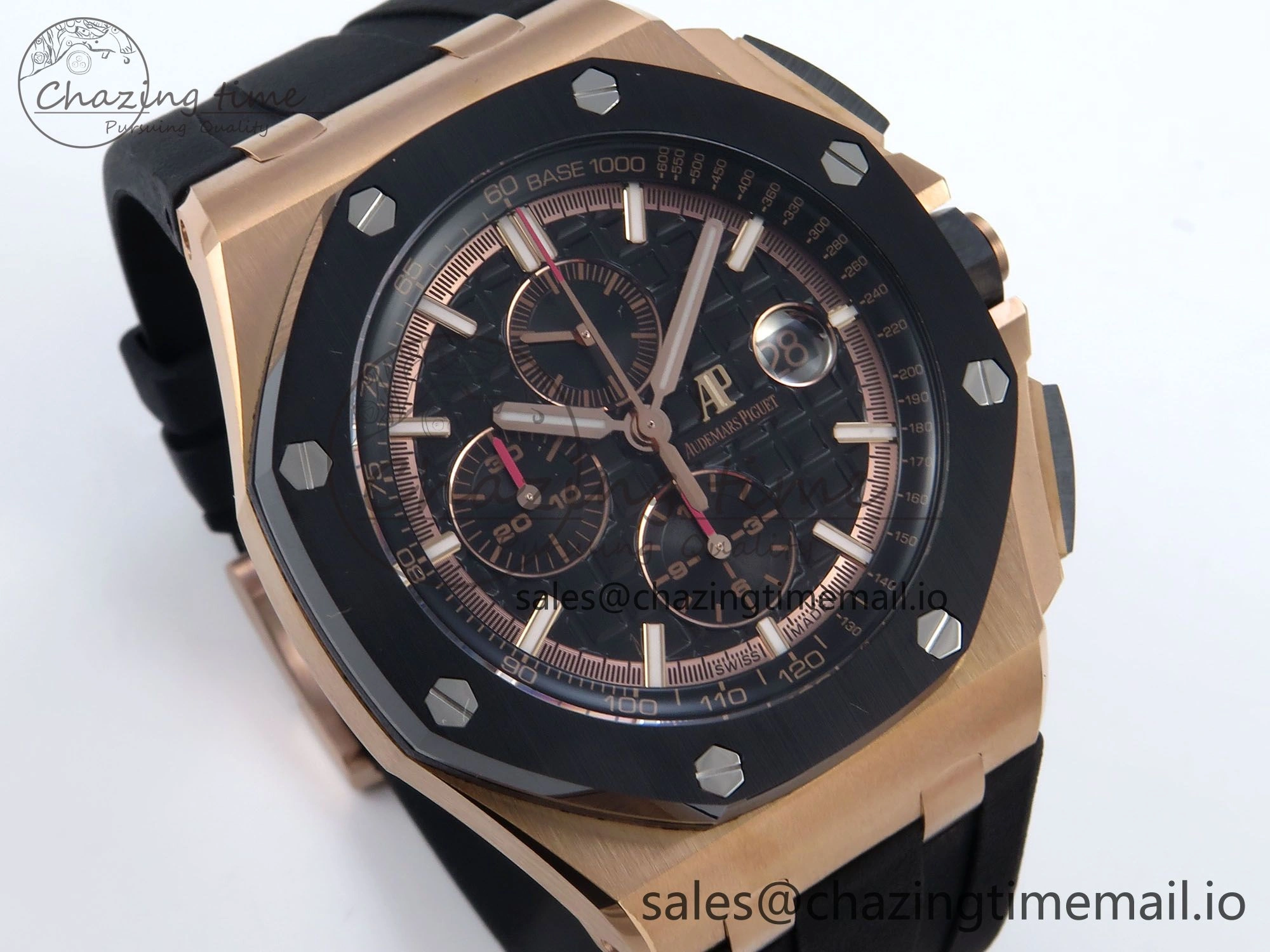 Royal Oak Offshore 44mm RG TKF 1:1 Best Edition Black Dial on Black Rubber Strap A3126