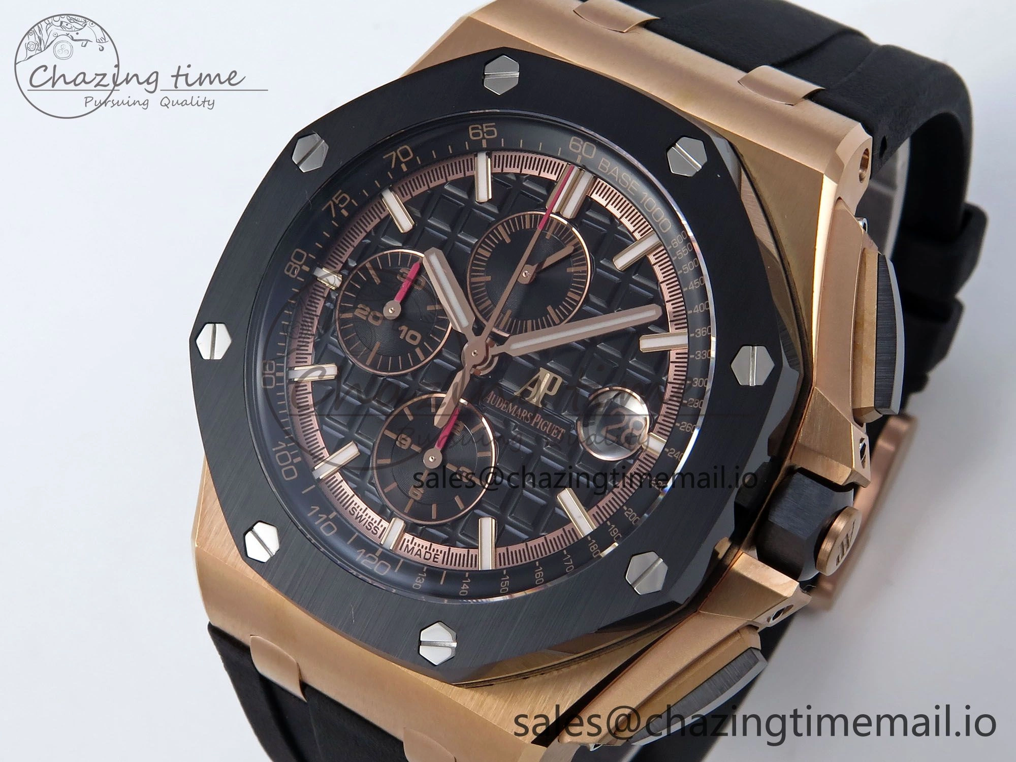 Royal Oak Offshore 44mm RG TKF 1:1 Best Edition Black Dial on Black Rubber Strap A3126