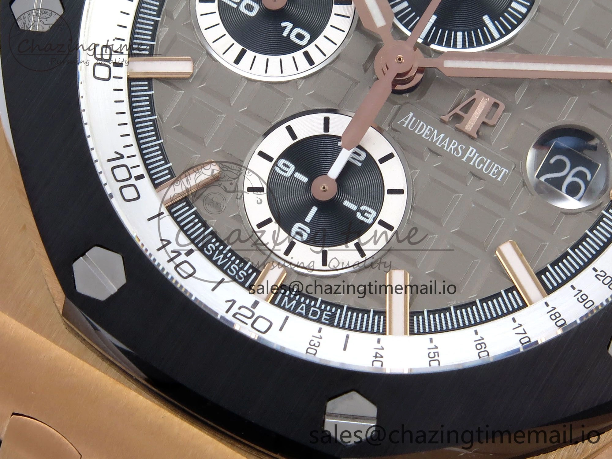Royal Oak Offshore 44mm RG TKF 1:1 Best Edition Gray Dial on Black Rubber Strap A3126