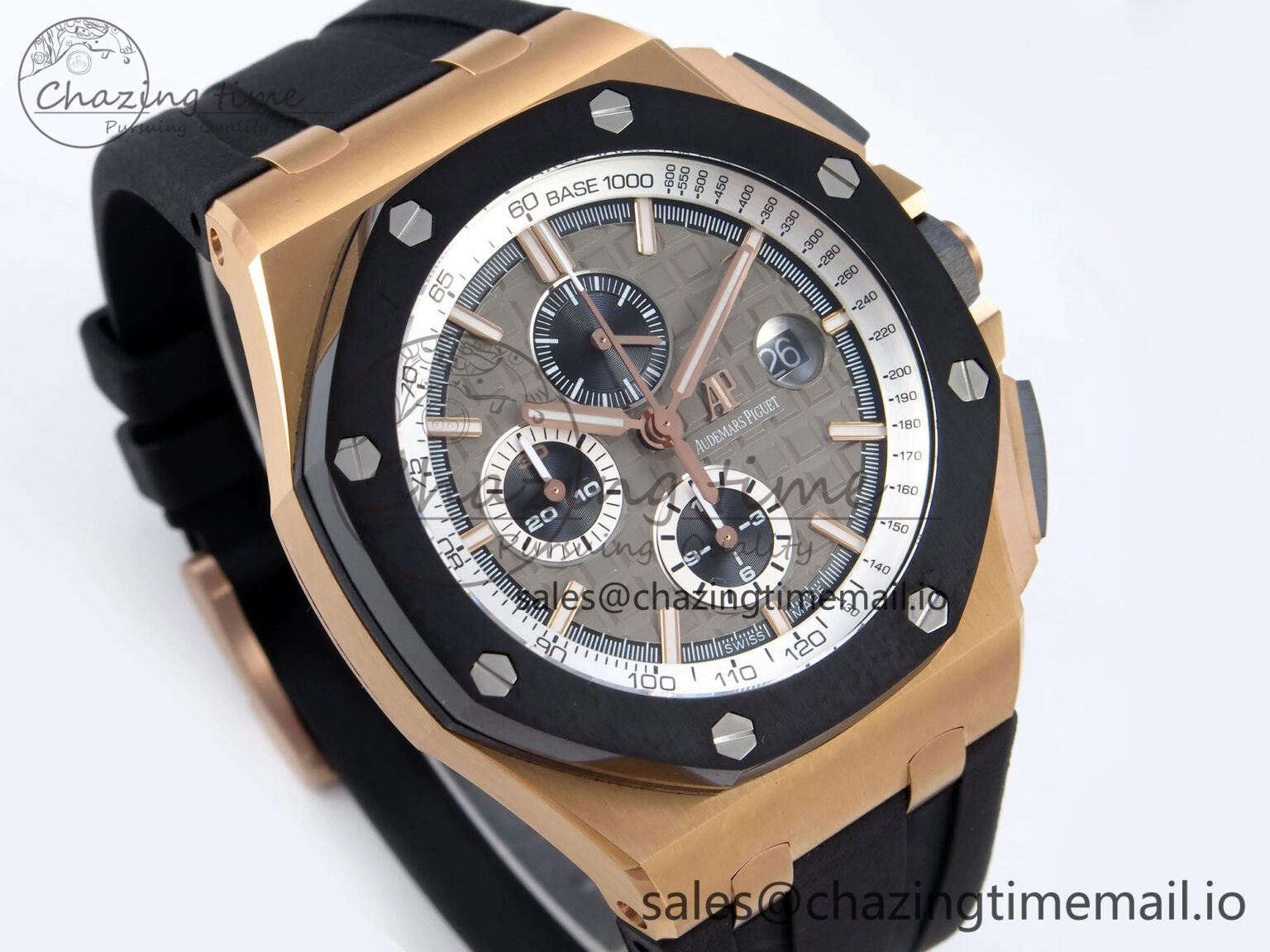 Royal Oak Offshore 44mm RG TKF 1:1 Best Edition Gray Dial on Black Rubber Strap A3126