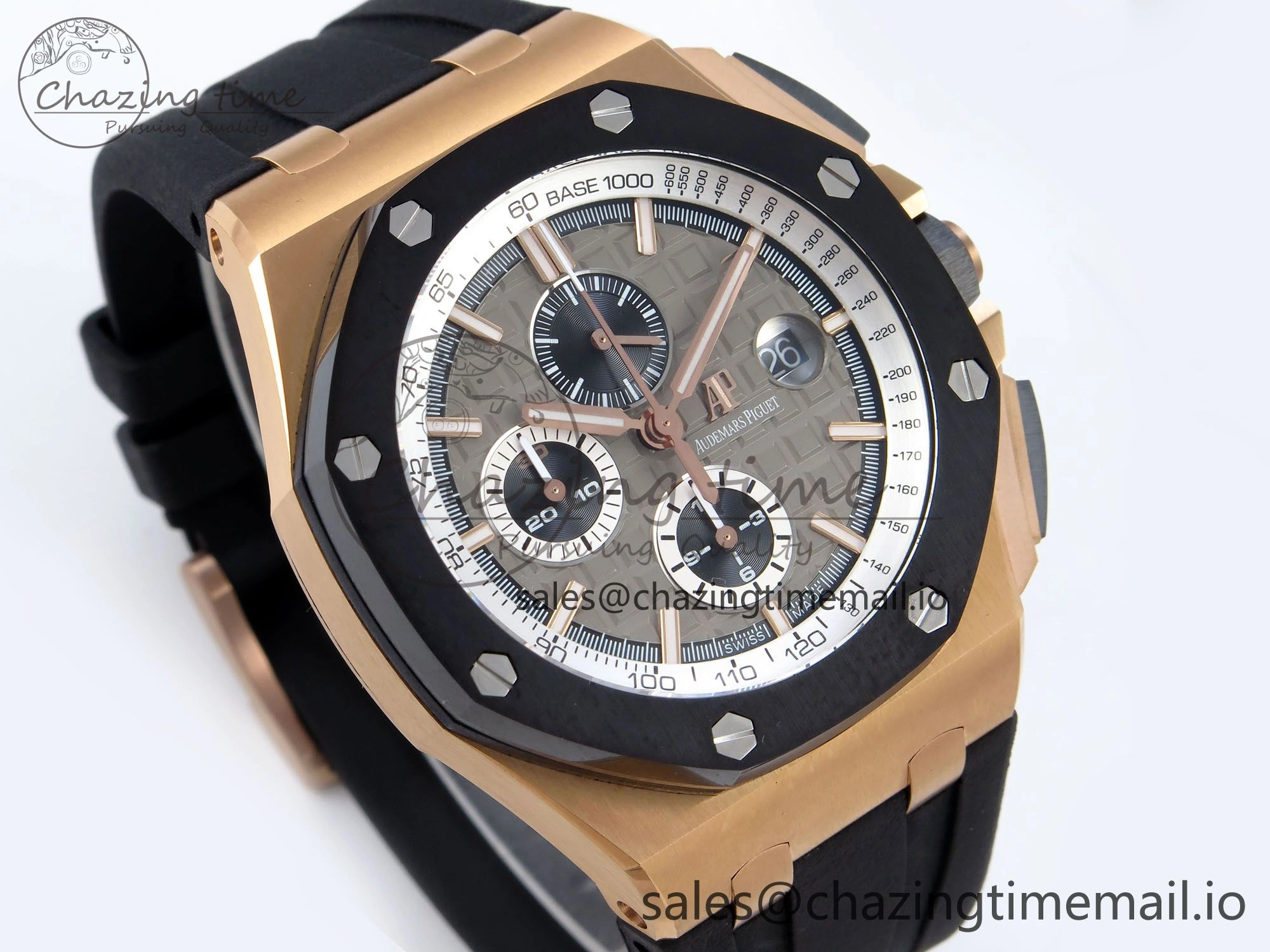 Royal Oak Offshore 44mm RG TKF 1:1 Best Edition Gray Dial on Black Rubber Strap A3126