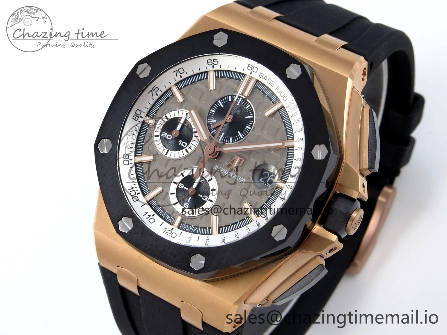 Royal Oak Offshore 44mm RG TKF 1:1 Best Edition Gray Dial on Black Rubber Strap A3126