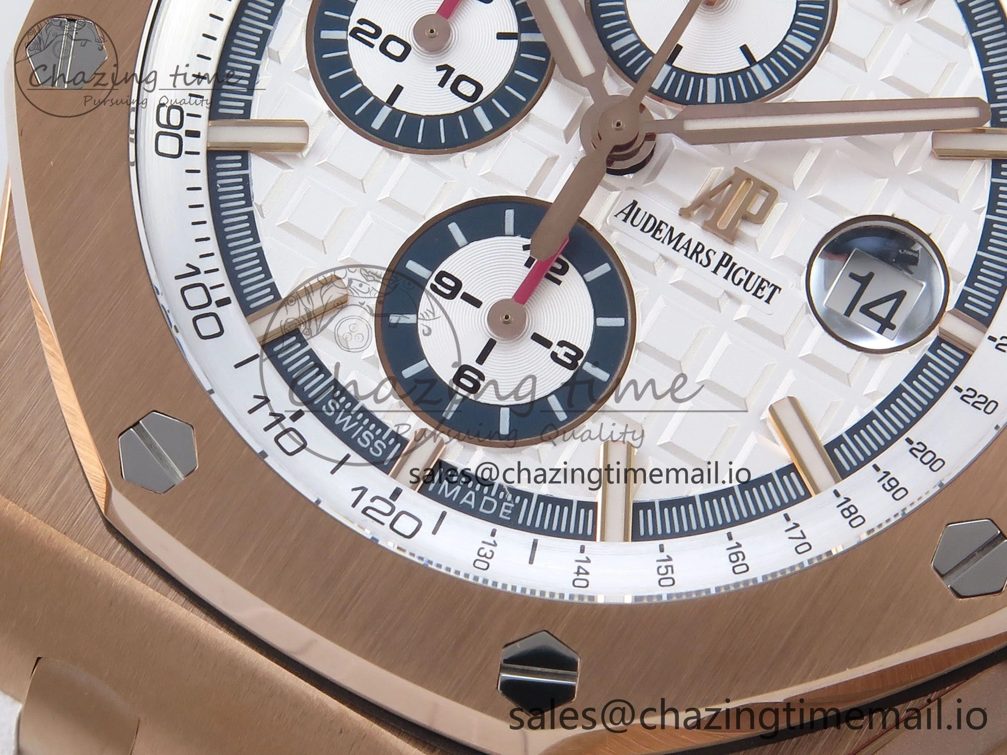Royal Oak Offshore 44mm RG TKF 1:1 Best Edition White Dial on White Rubber Strap A3126