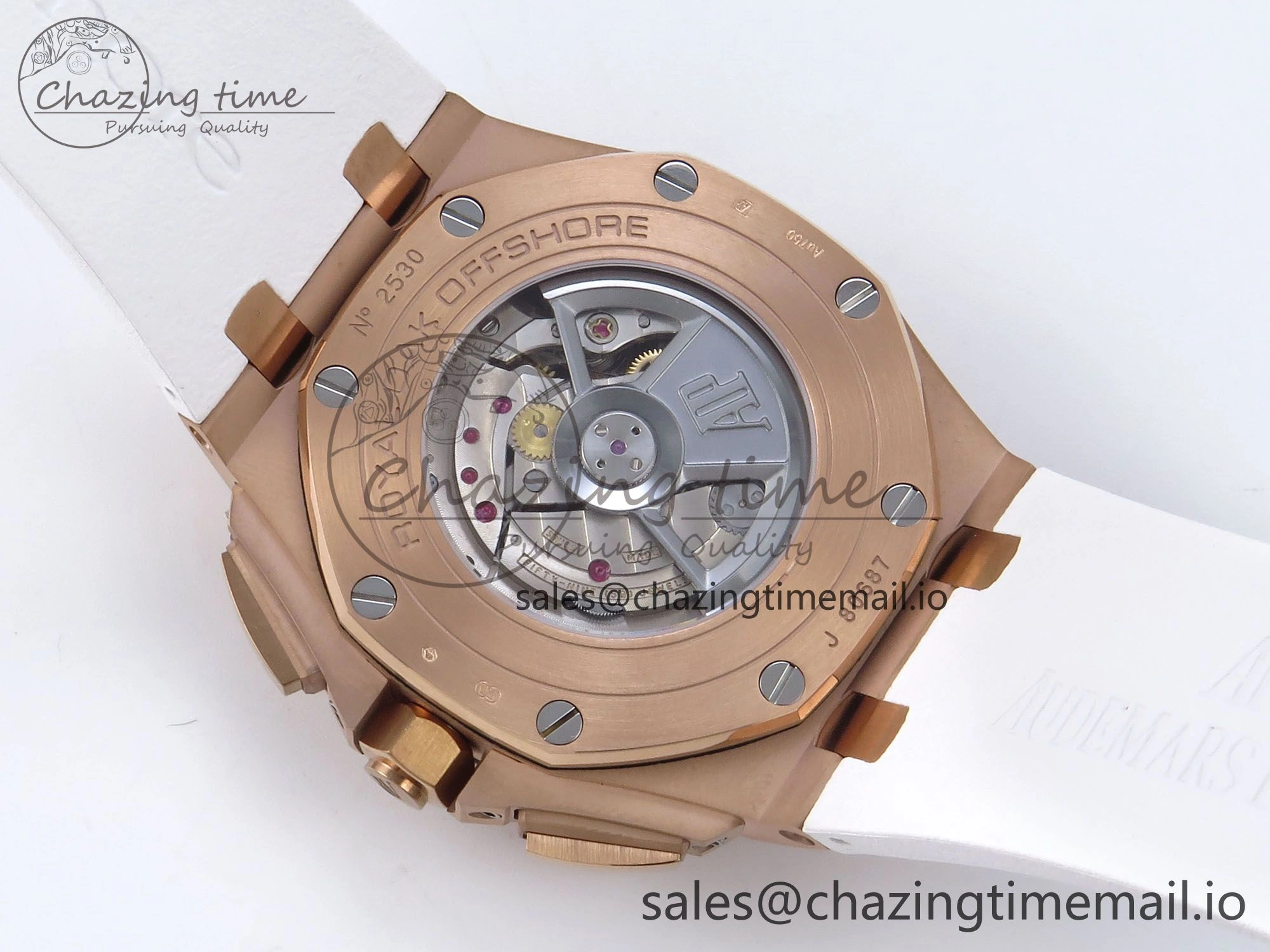 Royal Oak Offshore 44mm RG TKF 1:1 Best Edition White Dial on White Rubber Strap A3126
