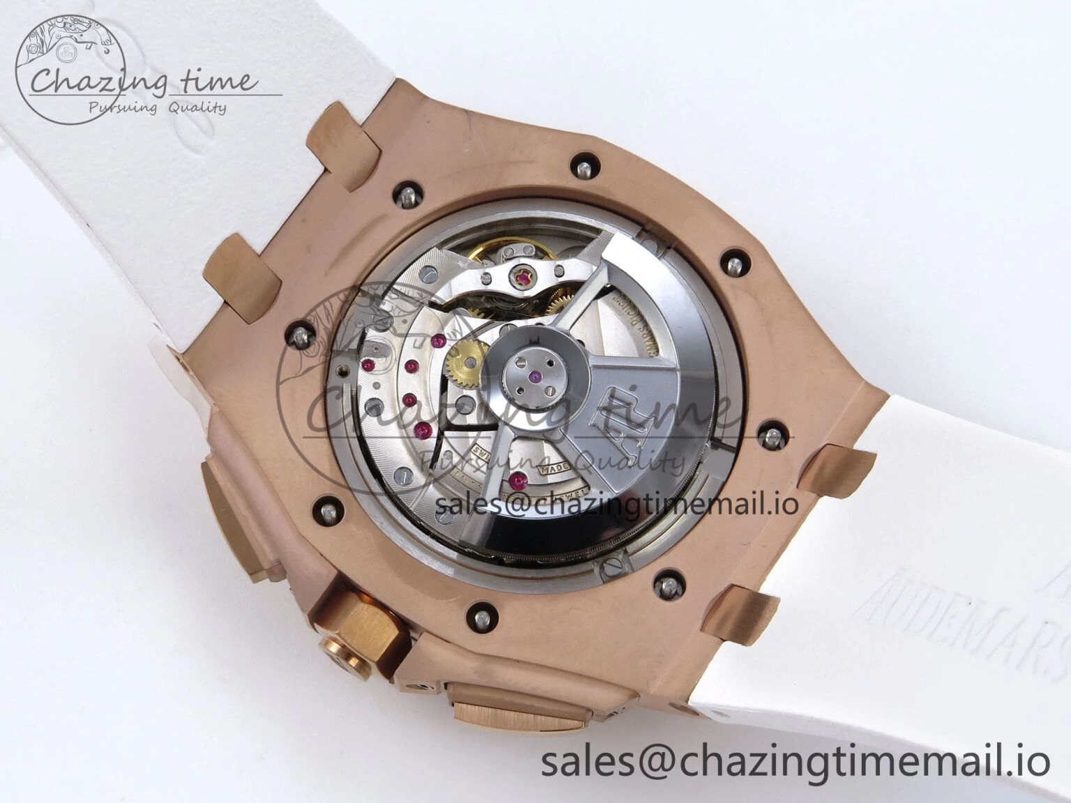 Royal Oak Offshore 44mm RG TKF 1:1 Best Edition White Dial on White Rubber Strap A3126