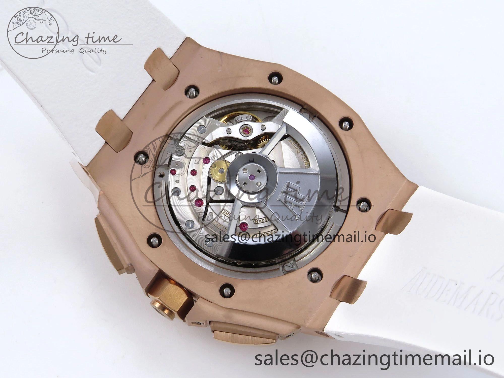 Royal Oak Offshore 44mm RG TKF 1:1 Best Edition White Dial on White Rubber Strap A3126