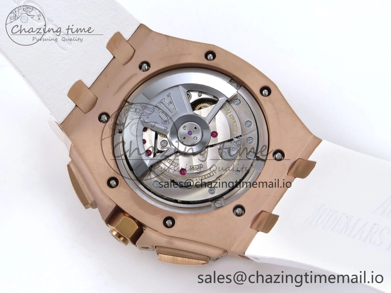 Royal Oak Offshore 44mm RG TKF 1:1 Best Edition White Dial on White Rubber Strap A3126