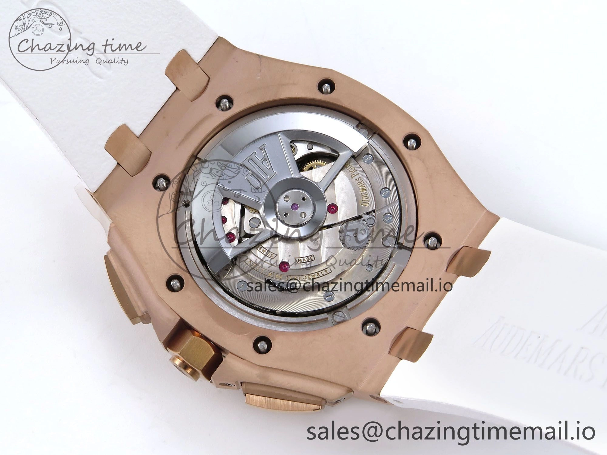 Royal Oak Offshore 44mm RG TKF 1:1 Best Edition White Dial on White Rubber Strap A3126