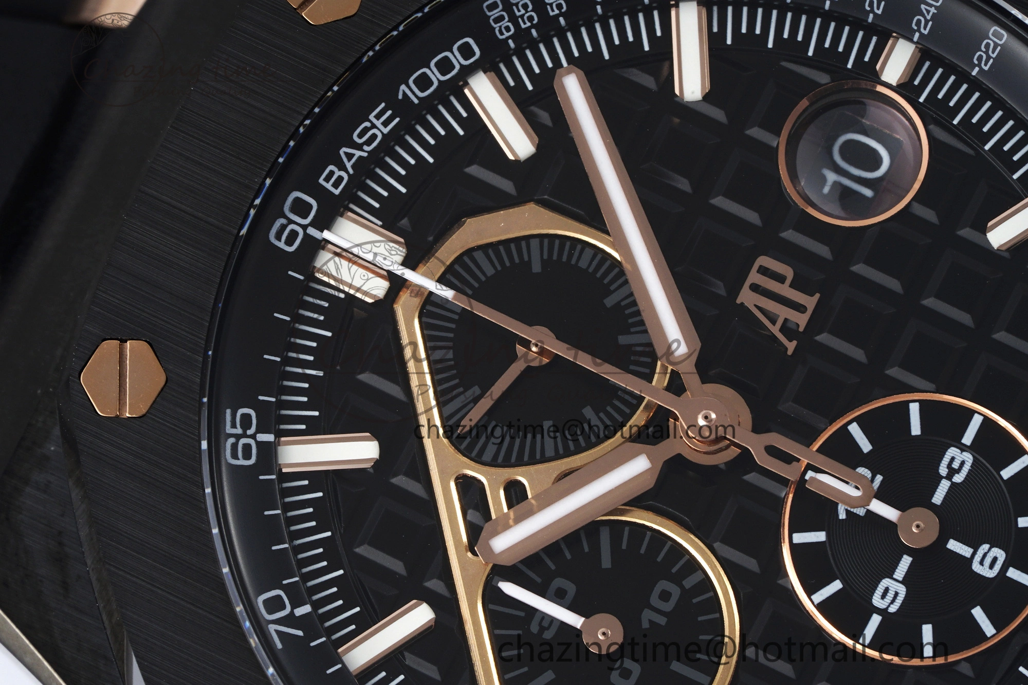 Royal Oak Offshore 44mm Real Ceramic APF 1:1 Best Edition Black Dial RG Markers on Rubber Strap A3126