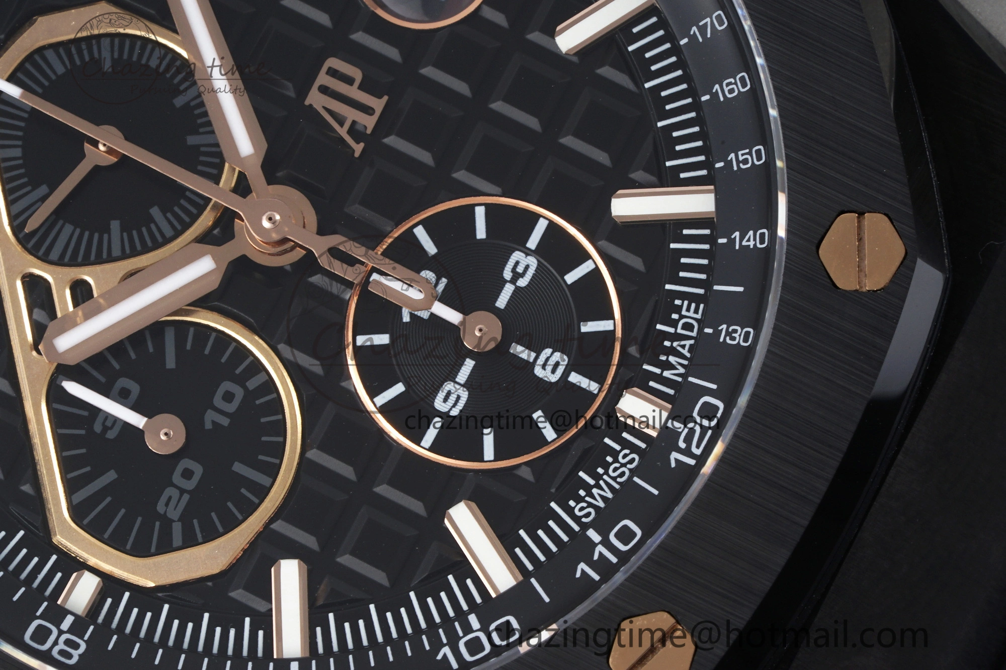 Royal Oak Offshore 44mm Real Ceramic APF 1:1 Best Edition Black Dial RG Markers on Rubber Strap A3126