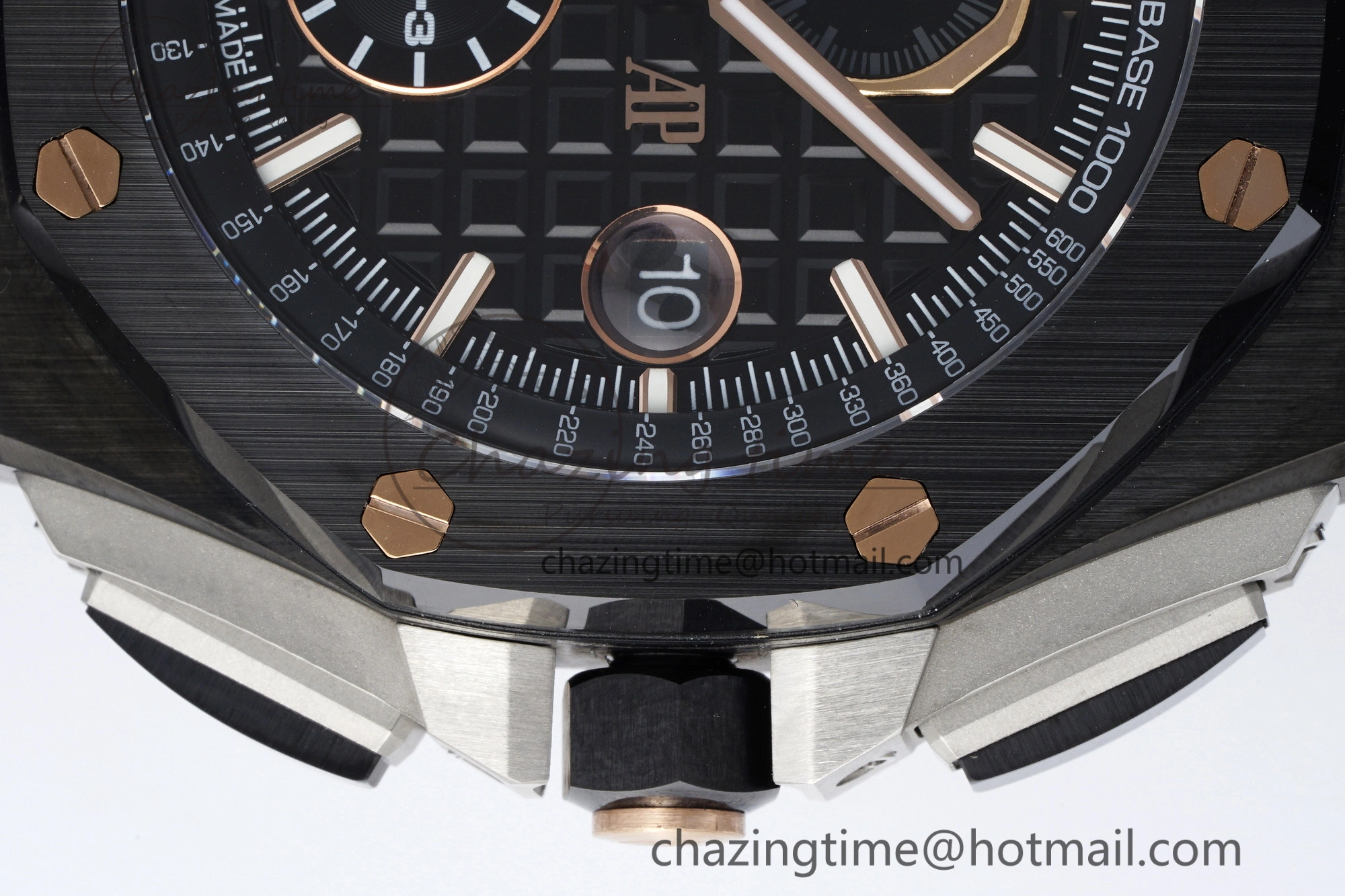 Royal Oak Offshore 44mm Real Ceramic APF 1:1 Best Edition Black Dial RG Markers on Rubber Strap A3126