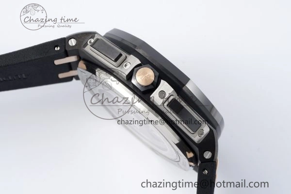 Royal Oak Offshore 44mm Real Ceramic APF 1:1 Best Edition Black Dial RG Markers on Rubber Strap A3126