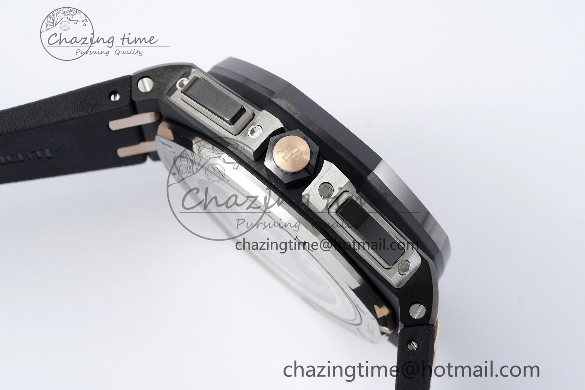 Royal Oak Offshore 44mm Real Ceramic APF 1:1 Best Edition Black Dial RG Markers on Rubber Strap A3126