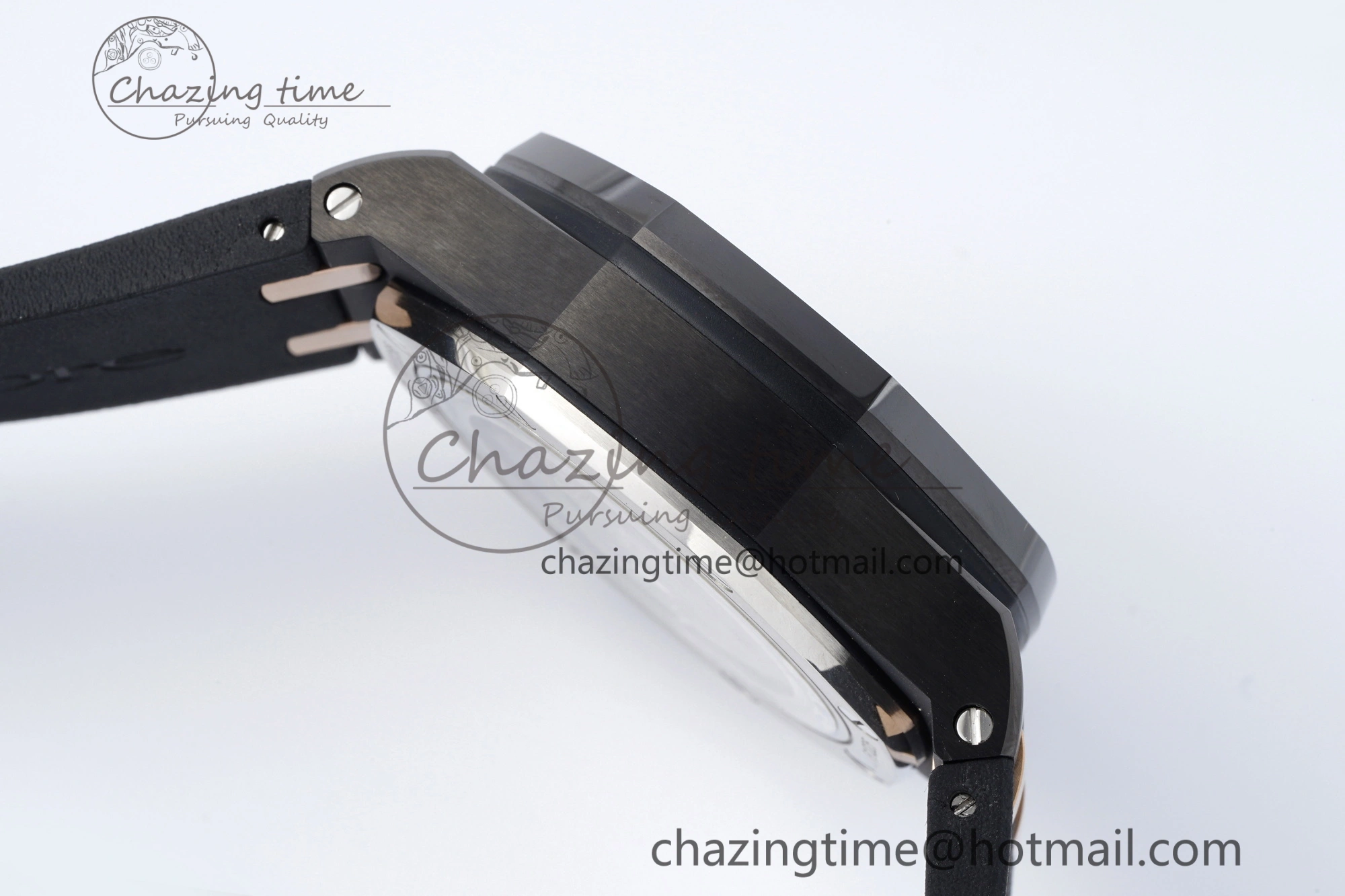 Royal Oak Offshore 44mm Real Ceramic APF 1:1 Best Edition Black Dial RG Markers on Rubber Strap A3126