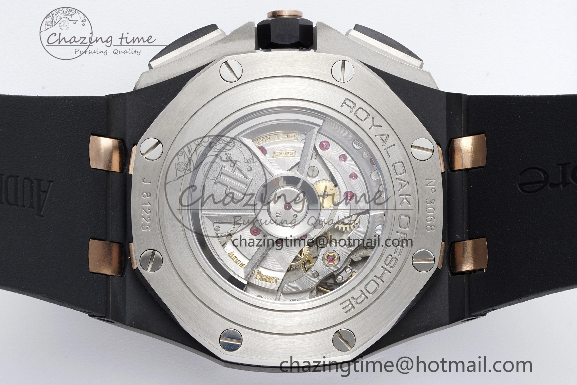 Royal Oak Offshore 44mm Real Ceramic APF 1:1 Best Edition Black Dial RG Markers on Rubber Strap A3126
