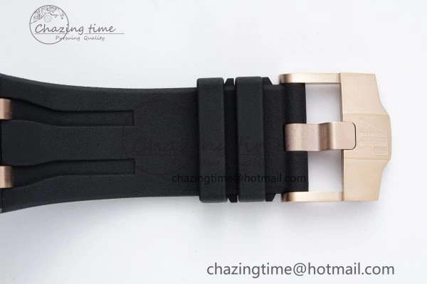 Royal Oak Offshore 44mm Real Ceramic APF 1:1 Best Edition Black Dial RG Markers on Rubber Strap A3126