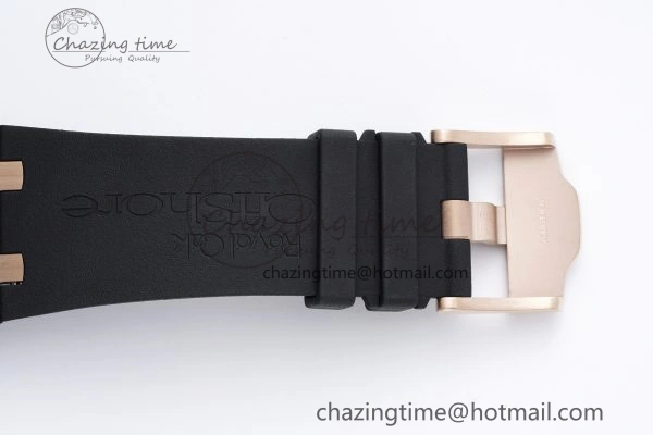 Royal Oak Offshore 44mm Real Ceramic APF 1:1 Best Edition Black Dial RG Markers on Rubber Strap A3126