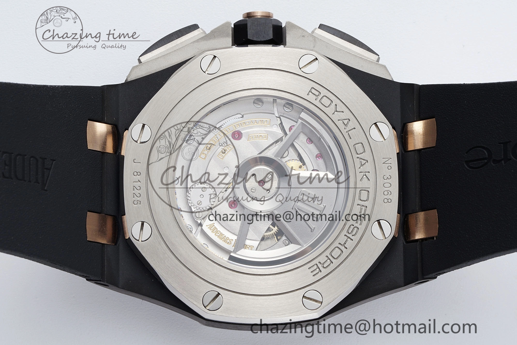 Royal Oak Offshore 44mm Real Ceramic APF 1:1 Best Edition Black Dial RG Markers on Rubber Strap A3126