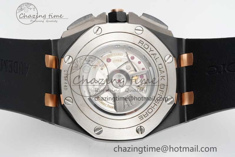 Royal Oak Offshore 44mm Real Ceramic RSF 1:1 Best Edition Black Dial RG Markers on Rubber Strap A3126