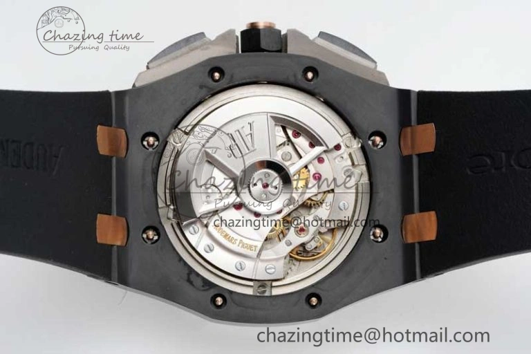 Royal Oak Offshore 44mm Real Ceramic RSF 1:1 Best Edition Black Dial RG Markers on Rubber Strap A3126