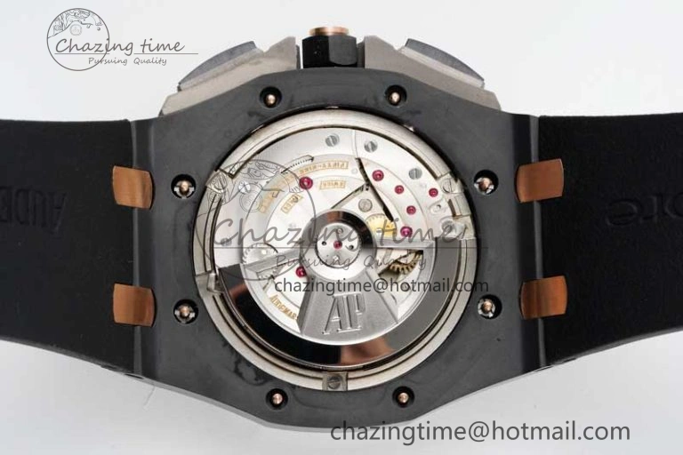 Royal Oak Offshore 44mm Real Ceramic RSF 1:1 Best Edition Black Dial RG Markers on Rubber Strap A3126