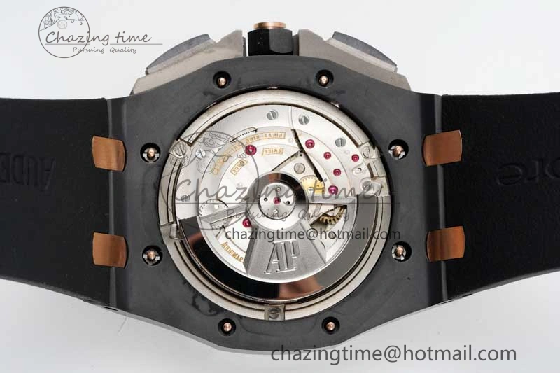 Royal Oak Offshore 44mm Real Ceramic RSF 1:1 Best Edition Black Dial RG Markers on Rubber Strap A3126