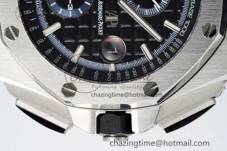 Royal Oak Offshore 44mm SS APF 1:1 Best Edition Black Blue Dial on Black Leather Strap A3126