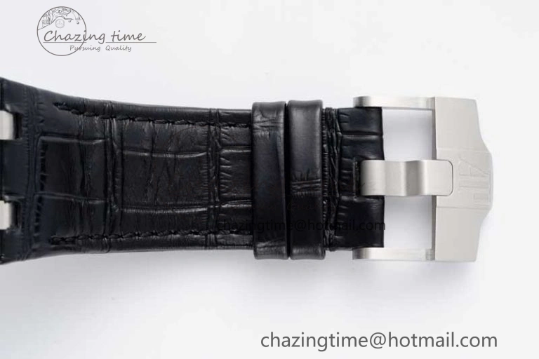 Royal Oak Offshore 44mm SS APF 1:1 Best Edition Black Blue Dial on Black Leather Strap A3126