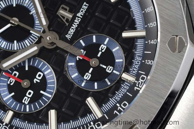 Royal Oak Offshore 44mm SS APF 1:1 Best Edition Black Blue Dial on Black Leather Strap A3126