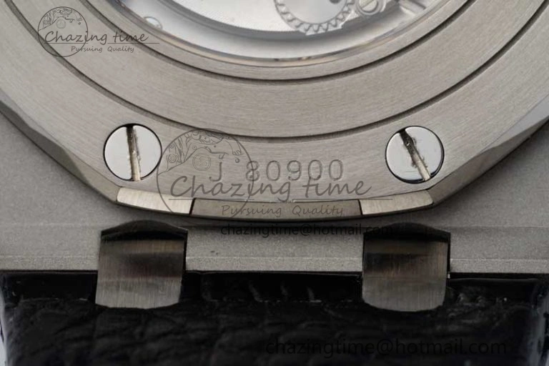 Royal Oak Offshore 44mm SS APF 1:1 Best Edition Gray Blue Dial on Black Leather Strap A3126