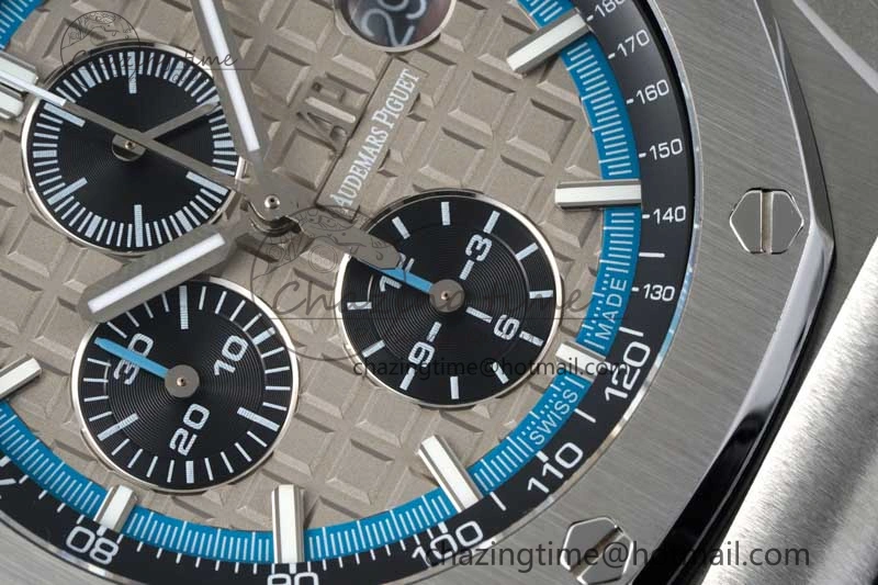 Royal Oak Offshore 44mm SS APF 1:1 Best Edition Gray Blue Dial on Black Leather Strap A3126