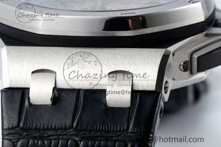 Royal Oak Offshore 44mm SS APF 1:1 Best Edition Gray Blue Dial on Black Leather Strap A3126