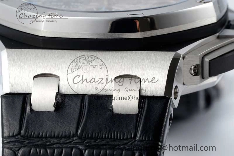 Royal Oak Offshore 44mm SS APF 1:1 Best Edition Gray Blue Dial on Black Leather Strap A3126