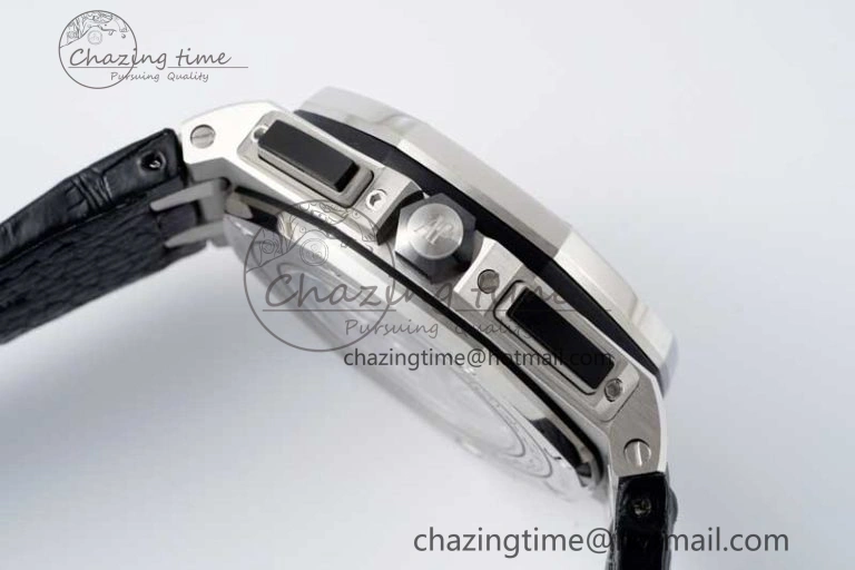 Royal Oak Offshore 44mm SS APF 1:1 Best Edition Gray Blue Dial on Black Leather Strap A3126